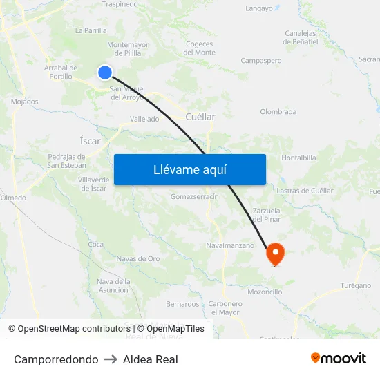 Camporredondo to Aldea Real map