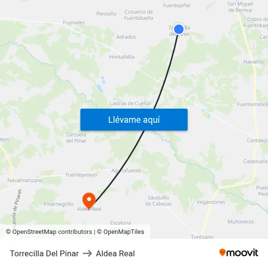 Torrecilla Del Pinar to Aldea Real map