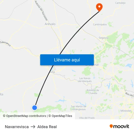 Navarrevisca to Aldea Real map