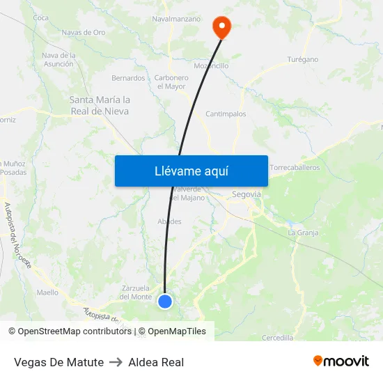 Vegas De Matute to Aldea Real map
