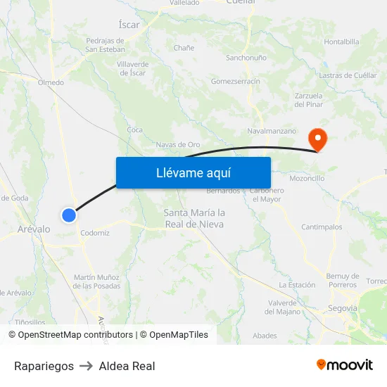 Rapariegos to Aldea Real map