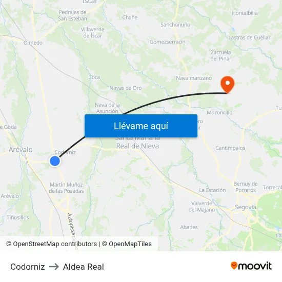 Codorniz to Aldea Real map
