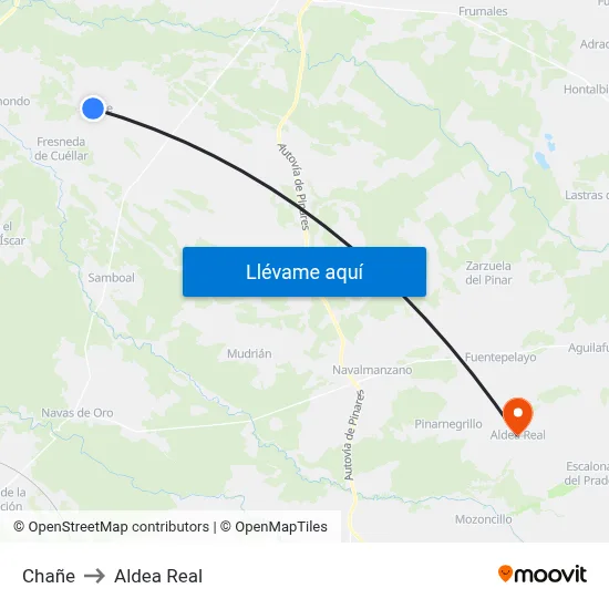 Chañe to Aldea Real map