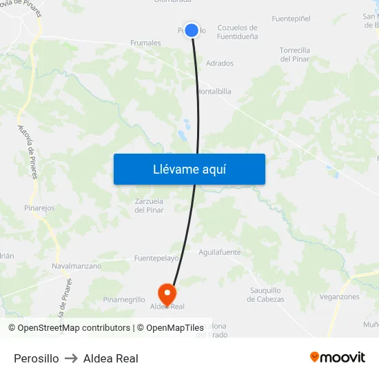 Perosillo to Aldea Real map