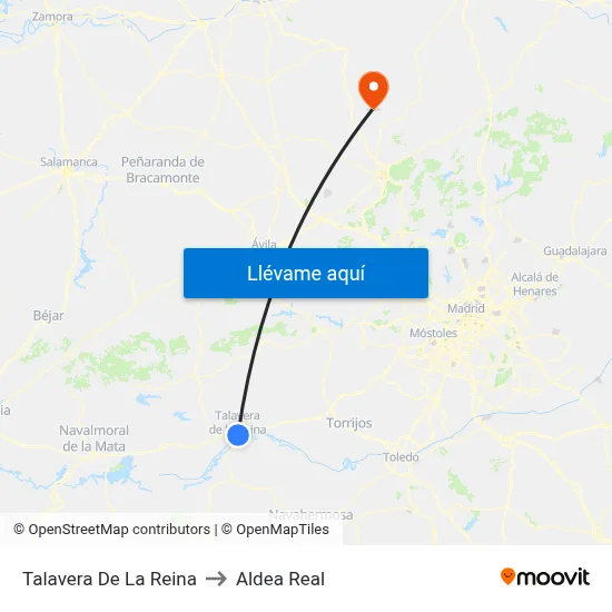Talavera De La Reina to Aldea Real map
