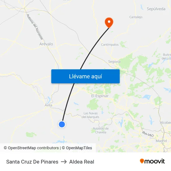 Santa Cruz De Pinares to Aldea Real map
