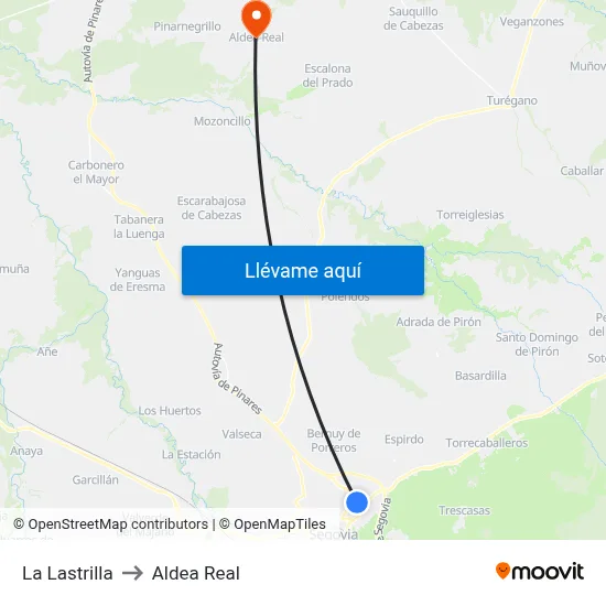 La Lastrilla to Aldea Real map