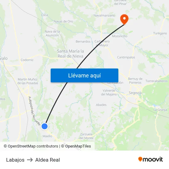 Labajos to Aldea Real map