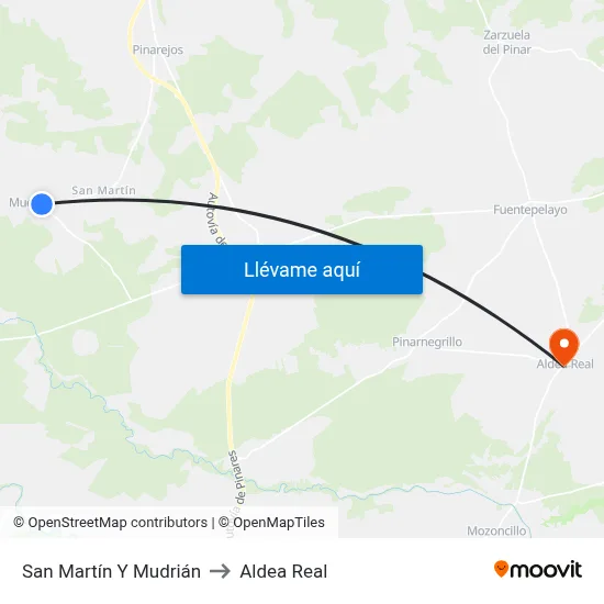 San Martín Y Mudrián to Aldea Real map
