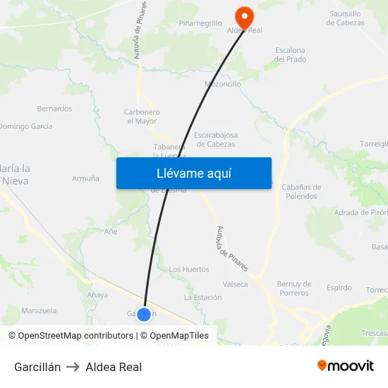 Garcillán to Aldea Real map