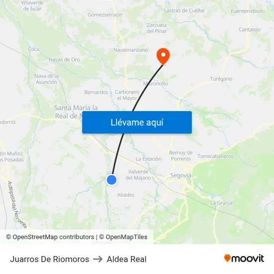 Juarros De Riomoros to Aldea Real map