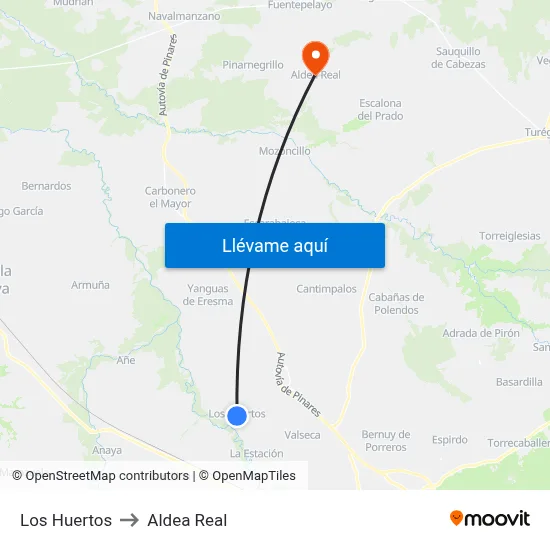 Los Huertos to Aldea Real map