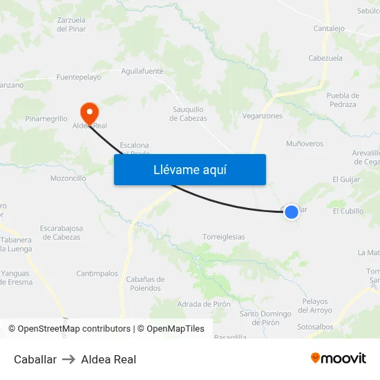 Caballar to Aldea Real map