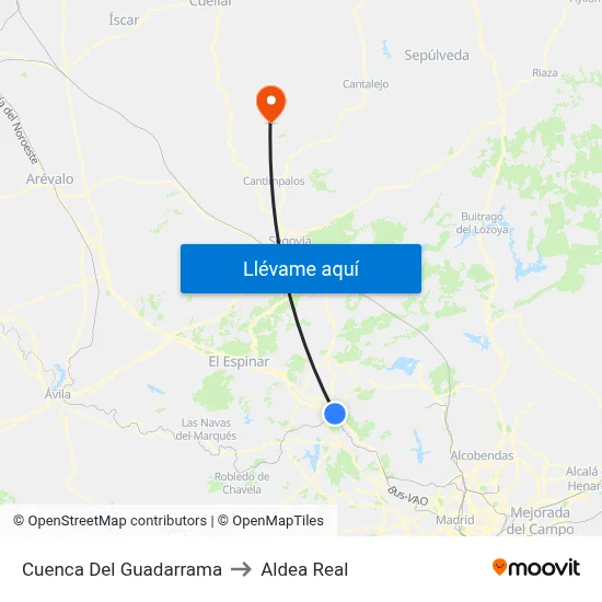Cuenca Del Guadarrama to Aldea Real map