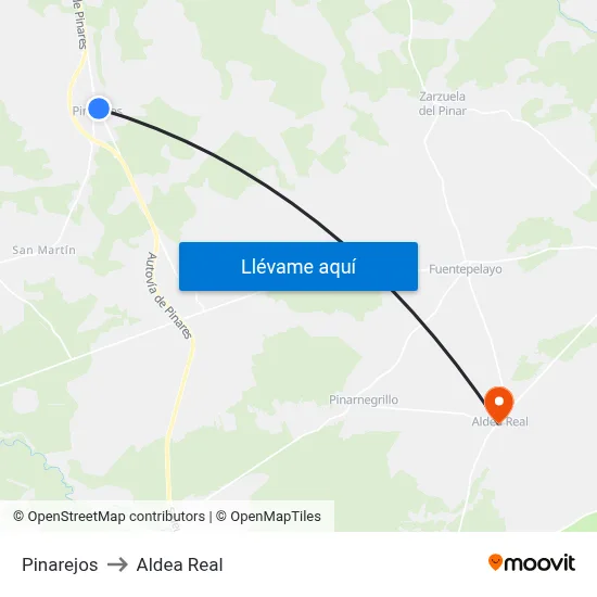 Pinarejos to Aldea Real map