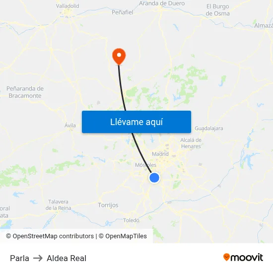 Parla to Aldea Real map