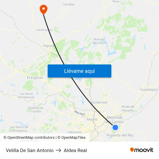 Velilla De San Antonio to Aldea Real map