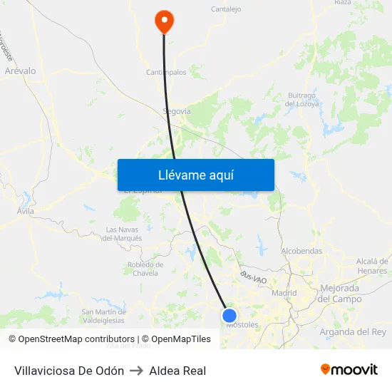 Villaviciosa De Odón to Aldea Real map