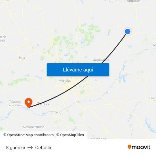 Sigüenza to Cebolla map