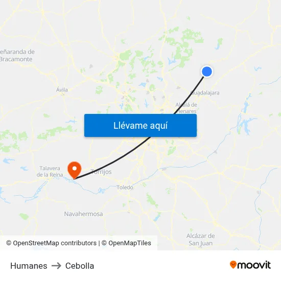 Humanes to Cebolla map