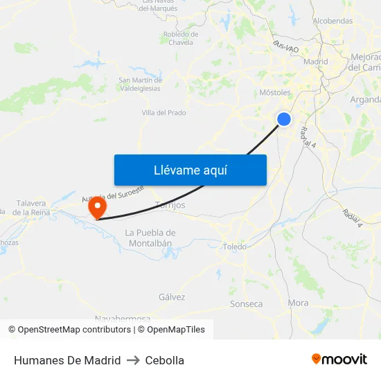 Humanes De Madrid to Cebolla map