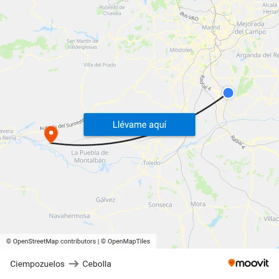Ciempozuelos to Cebolla map