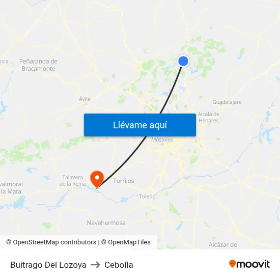 Buitrago Del Lozoya to Cebolla map