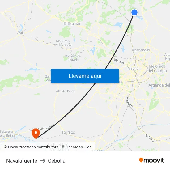 Navalafuente to Cebolla map