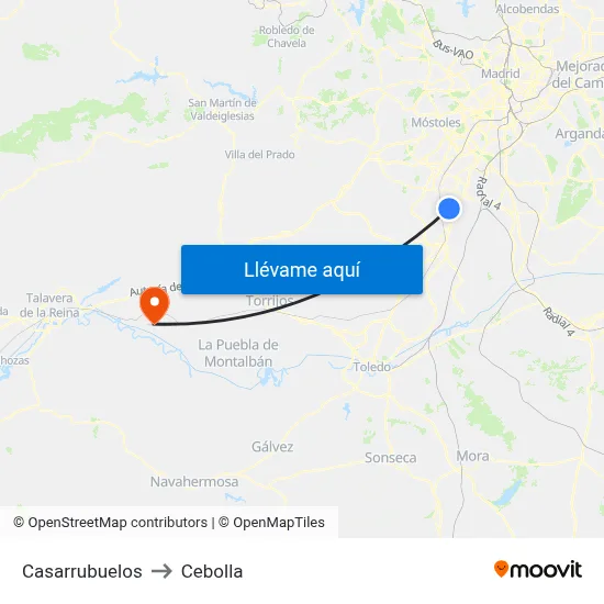 Casarrubuelos to Cebolla map