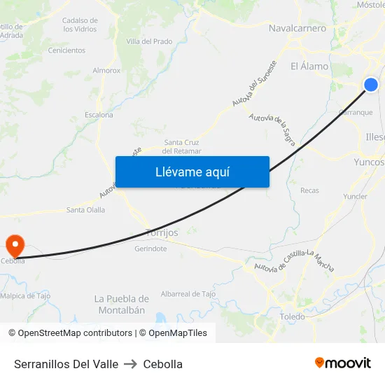 Serranillos Del Valle to Cebolla map