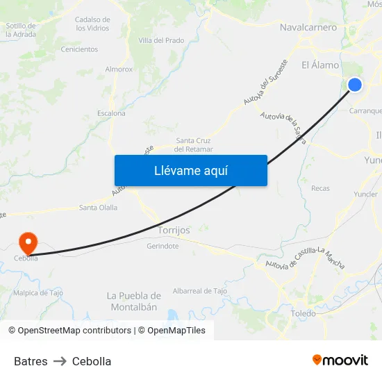Batres to Cebolla map