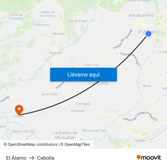 El Álamo to Cebolla map