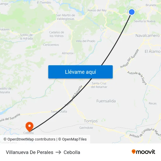 Villanueva De Perales to Cebolla map