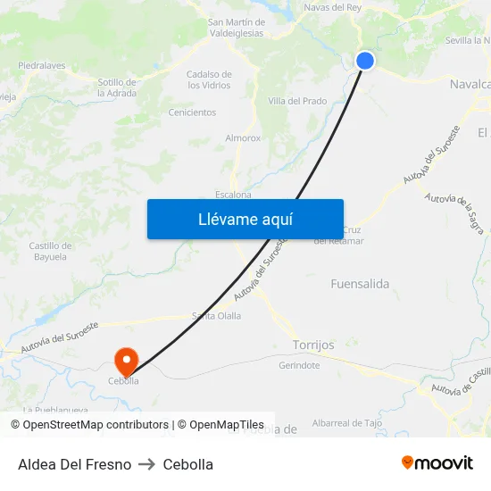 Aldea Del Fresno to Cebolla map