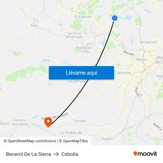 Becerril De La Sierra to Cebolla map