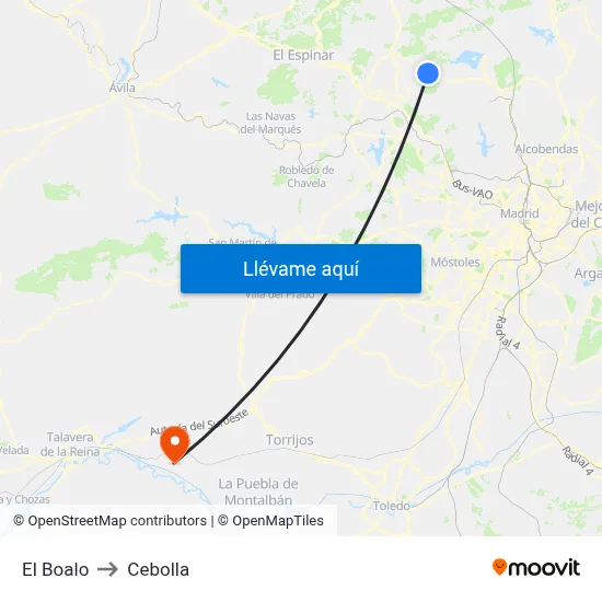 El Boalo to Cebolla map