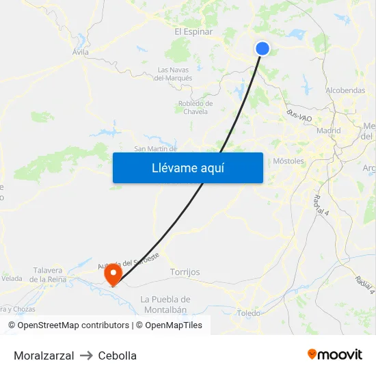Moralzarzal to Cebolla map