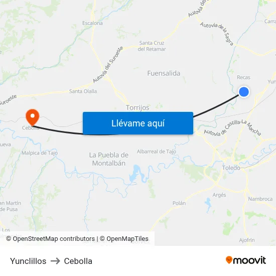 Yunclillos to Cebolla map