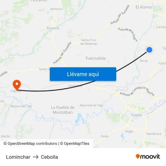 Lominchar to Cebolla map