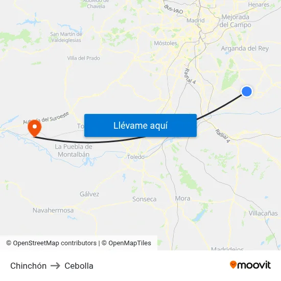 Chinchón to Cebolla map