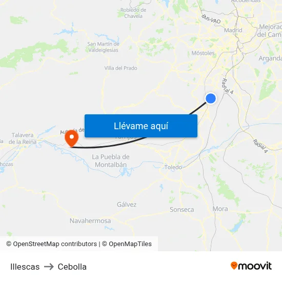 Illescas to Cebolla map