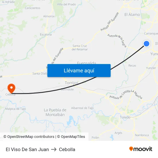 El Viso De San Juan to Cebolla map