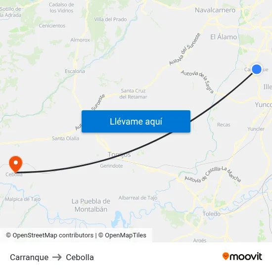 Carranque to Cebolla map