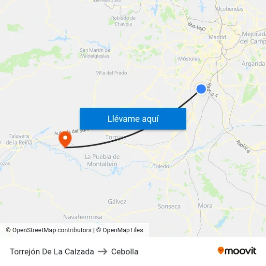 Torrejón De La Calzada to Cebolla map