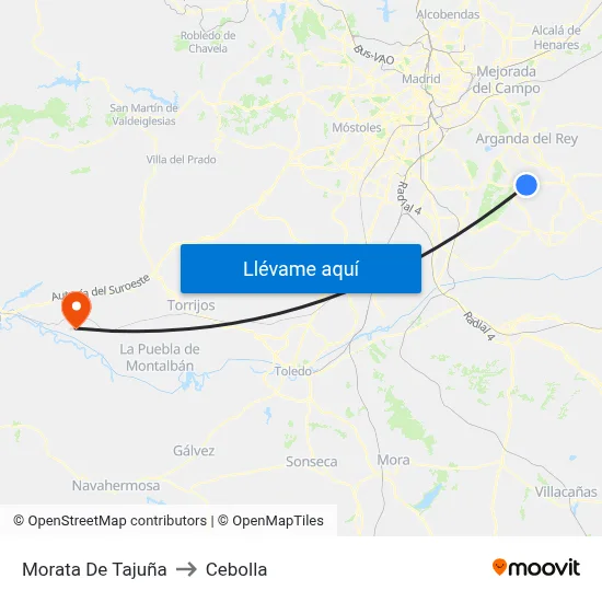 Morata De Tajuña to Cebolla map