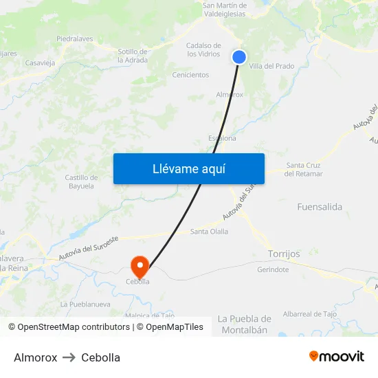 Almorox to Cebolla map