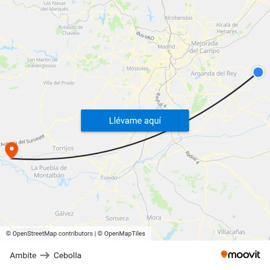 Ambite to Cebolla map