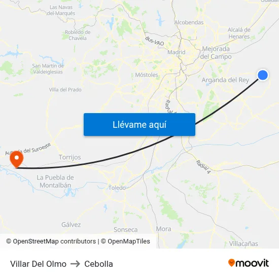 Villar Del Olmo to Cebolla map
