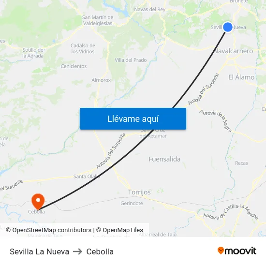 Sevilla La Nueva to Cebolla map