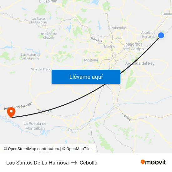 Los Santos De La Humosa to Cebolla map